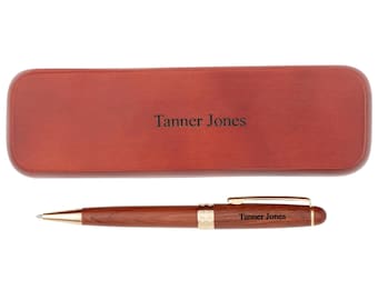Dayspring Pens - Engraved / Personalized Rosewood Ballpoint Pen and Pencil Gift Set - Custom Graduation Pen set.  Free USA Shipping