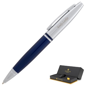 Dayspring Pens - Personalized/ Engraved Cross Calais Blue Lacquer Ballpoint Pen. Corporate Gift Pen. Free USA Shipping. Fast Engraving.