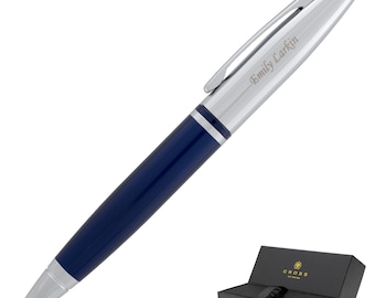 Dayspring Pens - Personalized/ Engraved Cross Calais Blue Lacquer Ballpoint Pen. Corporate Gift Pen. Free USA Shipping. Fast Engraving.
