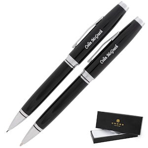 Dayspring Pens - Engraved / Personalized Cross Coventry Ballpoint Pen and Pencil Set Black Lacquer. Graduation Gift Pen. Free USA Shipping