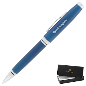 Engraved Cross Coventry Ballpoint Pen - Blue Lacquer Personalized Gift. Free USA Shipping.