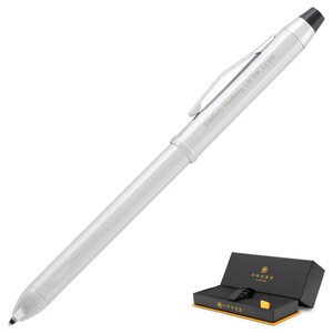 May include: A silver Cross pen and pencil set with a black clip and a personalized inscription that reads "Kimberly Mayberry, LSCSW". The set is in a black box with a gold Cross logo.
