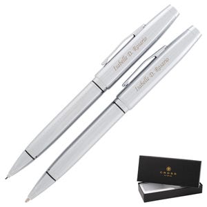 Dayspring Pens - Engraved / Personalized Cross Coventry Ballpoint Pen and Pencil Set Lustrous Chrome. Graduation Gift Pen. Free USA Shipping