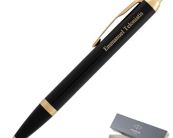 Personalized Parker IM Ballpoint Pen: Black & Gold, Custom Engraved