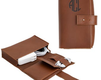 Dayspring Pens Tech Cord & Accessories Travel Organizer - Leather. Free USA Shipping.