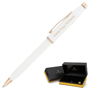 Dayspring Pens - Personalized/ Engraved Cross Century II Pearlescent White Lacquer Ballpoint Pen. Custom Women Gift Pen. Free USA Shipping.