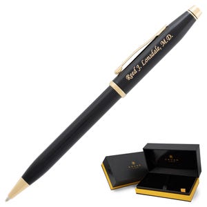 Dayspring Pens - Personalized/ Engraved Cross Century II Black Lacquer Ballpoint Pen. Custom Anniversaries Gift Pen. Free USA Shipping.