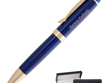 Bolígrafos Dayspring - Bolígrafo Alexandria grabado/personalizado con acabado azul. Bolígrafo personalizado para el Día del Padre. Envío gratuito a EE. UU.