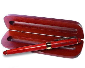 Dayspring Pens - Engraved Rosewood Rollerball with Matching Case. Personalized Corporate Gift. Free Shipping in the USA. Fast Engraving.