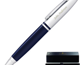 Dayspring Pens - Personalized/ Engraved Cross Calais Blue Lacquer Ballpoint Pen. Corporate Gift Pen. Free USA Shipping. Fast Engraving.