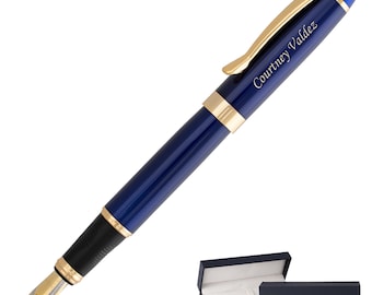 Dayspring Pens - Personalized Alexandria Fountain Gift Pen - Blue. Custom Engraved Fast