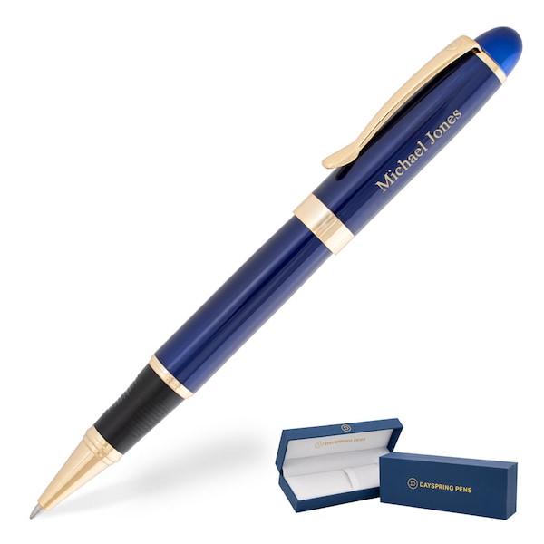 Dayspring Pens - Personalized Alexandria Rollerball Gift Pen - Blue. Custom Engraved Fast