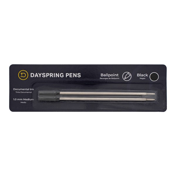 Dayspring Pens - Cross Style Ballpoint Refill. 2 Pack. Blue or Black.