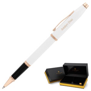 Dayspring Pens - Personalized/ Engraved Cross Century II Pearlescent White Lacquer Rollerball Pen. Christmas Gift Pen. Free USA Shipping.
