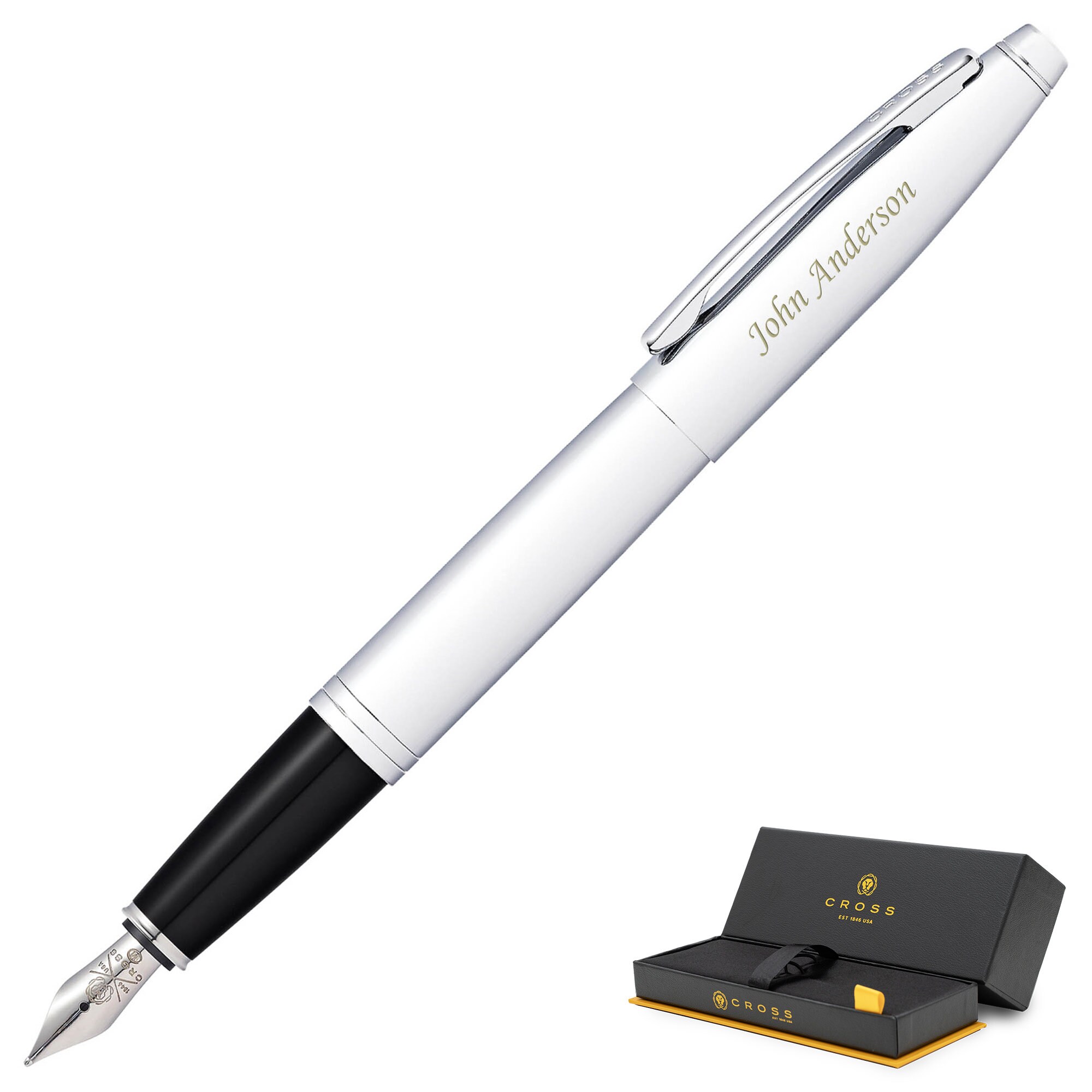 Dayspring Pens - Personalized/ Engraved Cross Calais Polished Chrome Fountain Pen. Custom Graduation Gift Pen. Free USA Shipping.