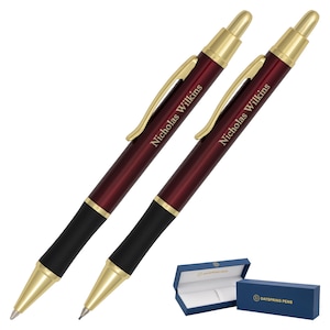 Dayspring Pens - Engraved / Personalized Monroe Pen and Pencil Gift Set, Burgundy. Free USA Shipping.