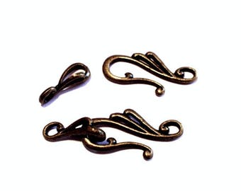 Set of 2 great color toggle clasps bronze