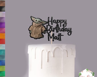 Baby Yoda Star Wars Inspired Personalised Birthday Cake Topper Baby Yoda Star Wars Inspired Personalised Birthday Cake Topper