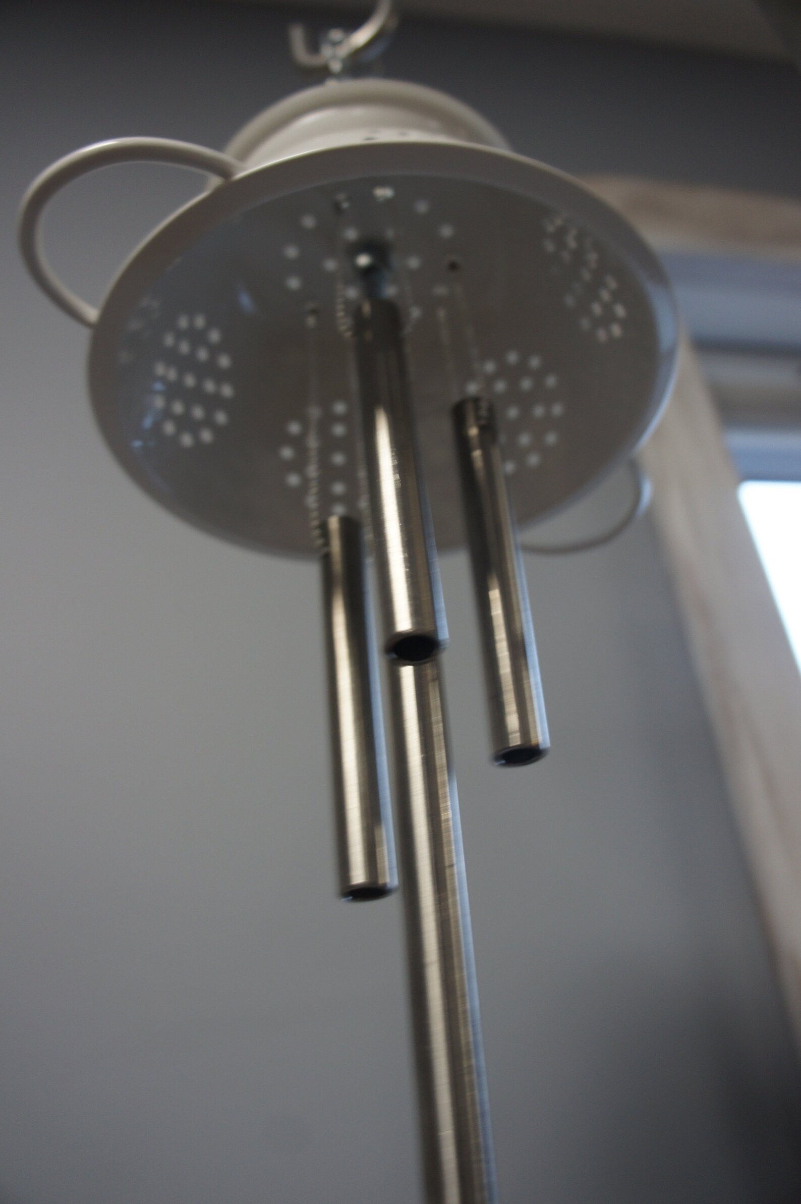 White Colander Wind Chime Etsy