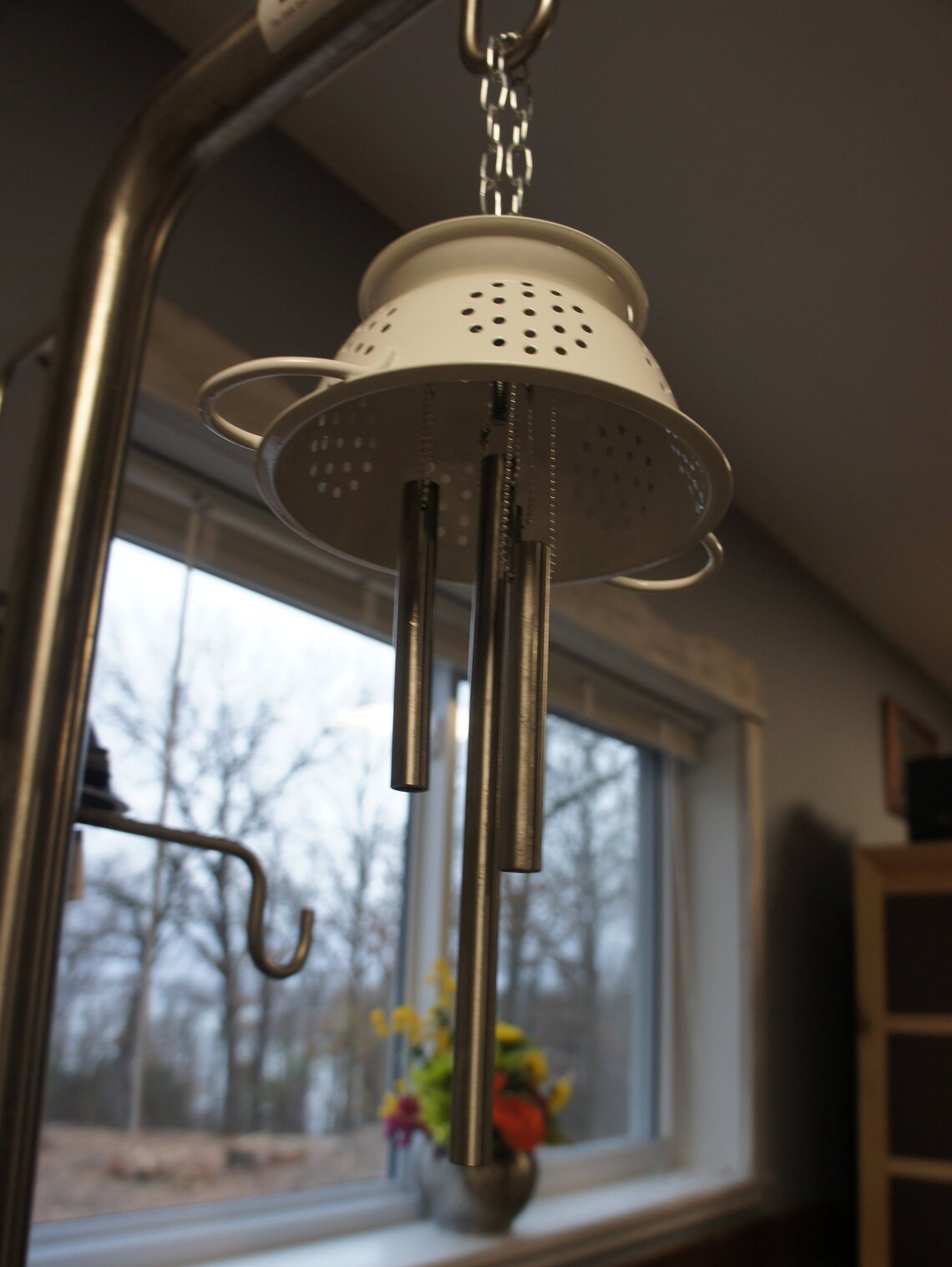 White Colander Wind Chime Etsy