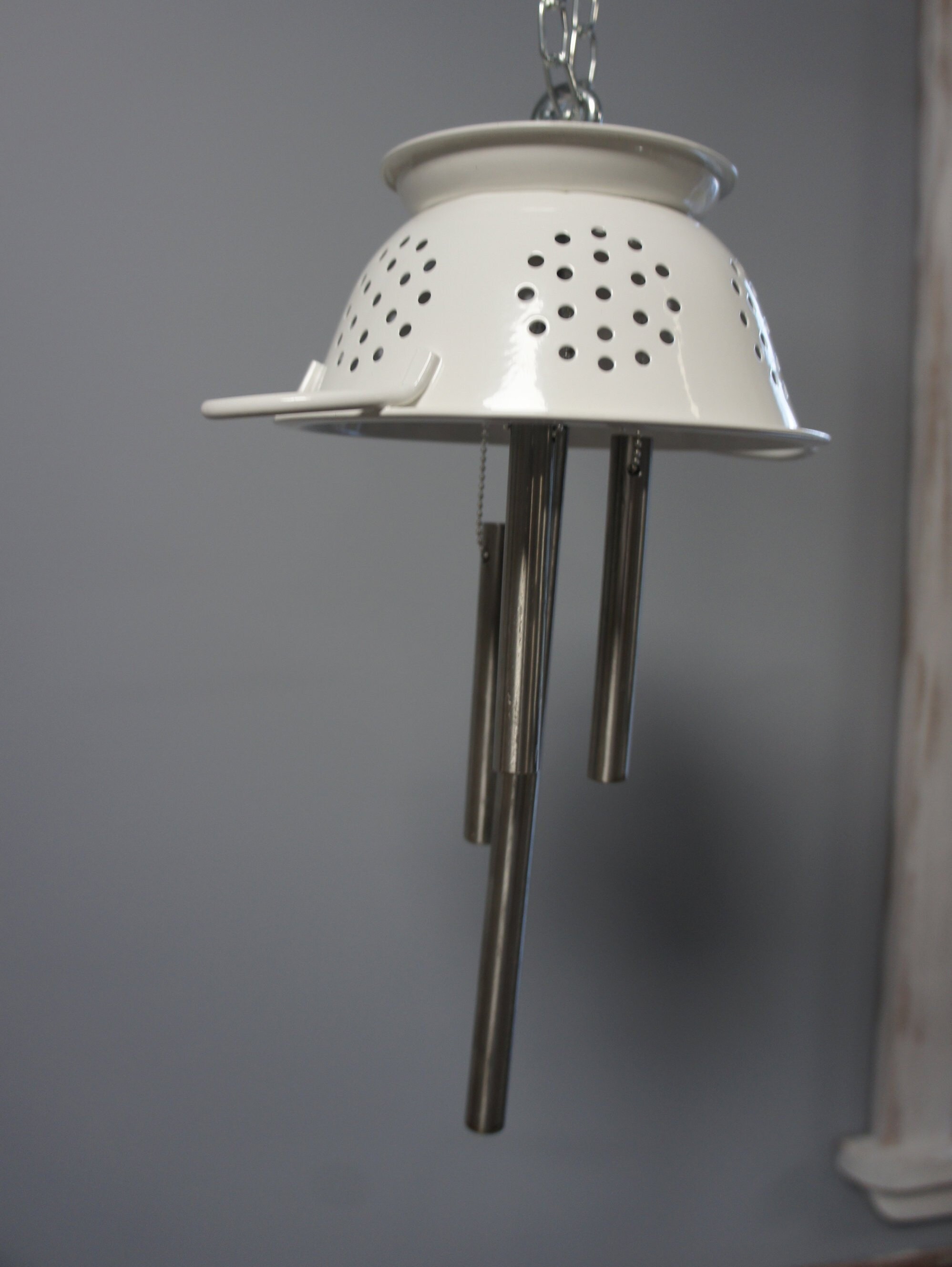 White Colander Wind Chime Etsy
