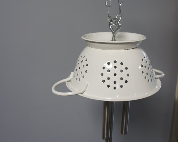 White Colander Wind Chime Etsy