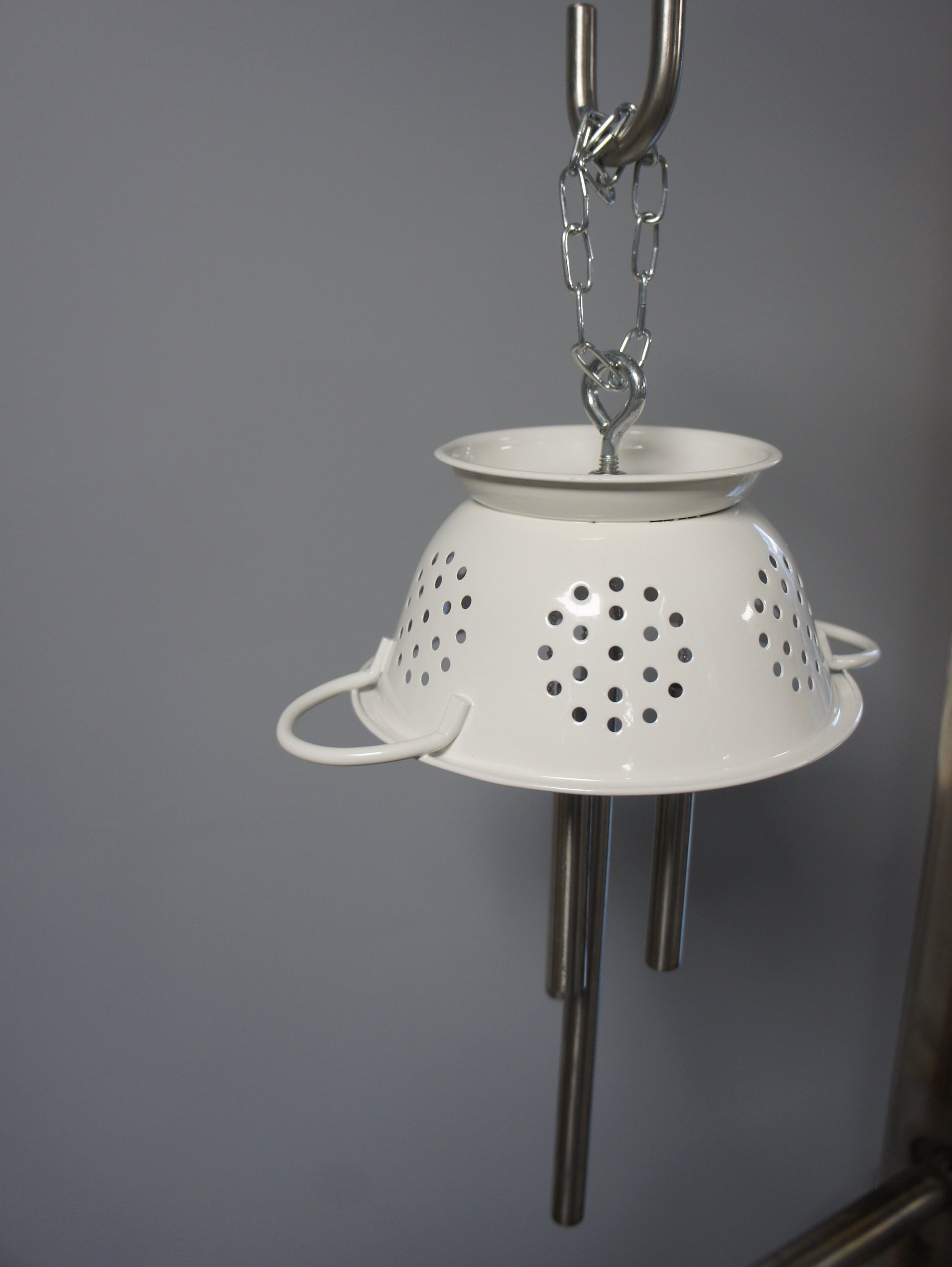 White Colander Wind Chime Etsy