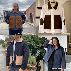 Beginner-friendly chore coat sewing pattern, perfect for creating a durable, Carhartt-style work coat. Easy-to-follow instructions for sewing a versatile barn coat or work jacket. Ideal pattern for novice sewists looking to make a rugged, practical