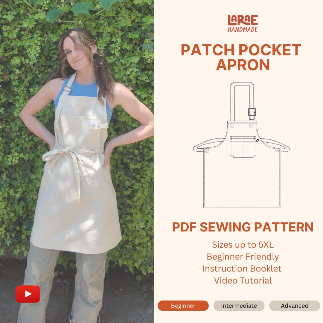 Pocket Apron Pattern Beginner Apron Sewing Pattern: Patch Pocket Design (PDF Pattern) - Etsy