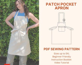 Beginner Apron Sewing Pattern: Patch Pocket Design (PDF Pattern)