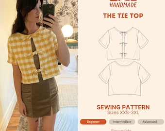 Reversible Tie Top Sewing Pattern: Beginner Friendly (XXS-3XL) (PDF Pattern)