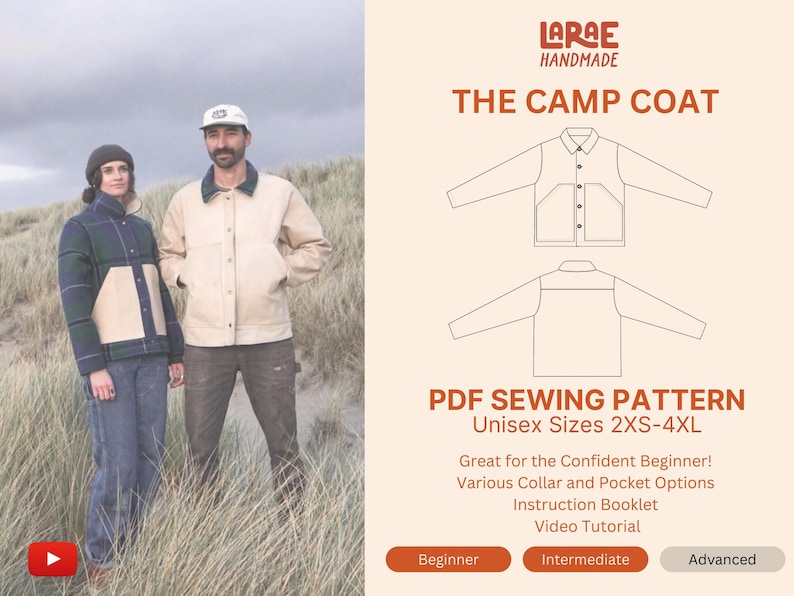 Unisex Chore Coat Sewing Pattern – Camp Coat (PDF Pattern, 2XS-4XL) image 1