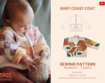 Baby Coast Coat PDF Sewing Pattern: Beginner Quilt Jacket, Newborn-7 Year