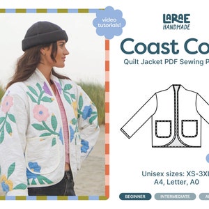 Coast Coat PDF Sewing Pattern | Beginner Friendly | Unisex Sizes XS-3XL | Video Tutorial |  Upcycling | Quilt Coat | Jacket Pattern |