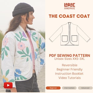 Coast Coat - Quilt Coat PDF Sewing Pattern | Beginner Friendly | Unisex Sizes XS-3XL | Upcycling | Jacket pattern | Instant Download