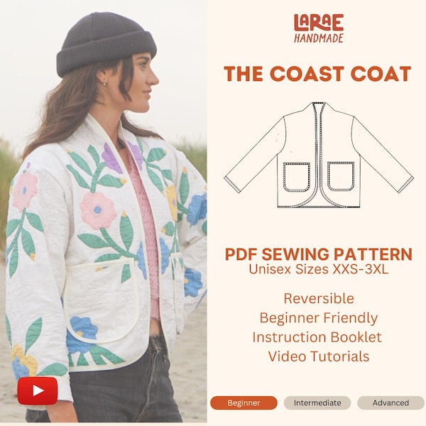 PDF Schnittmuster: Quilt-Mantel Jacke Anfänger-freundlich (Größen XS-3XL) (Instant Download)