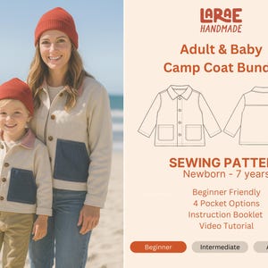 The Camp Coat Bundle |  PDF Sewing Pattern for Adult and Kids | 0M- 7Y & XXS -4XL | Beginner Friendly | A Unisex Chore Coat