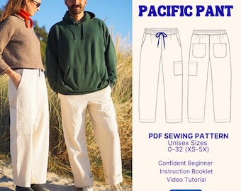 Pacific Pant PDF Sewing Pattern: Unisex XS-5X | Size 0-32 | Quilt Pant | Beginner Friendly