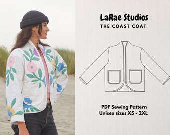 Coast Coat PDF Sewing Pattern | Beginner Friendly | Unisex Sizes XS-3XL | Video Tutorial |  Upcycling | Quilt Coat | Jacket Pattern |