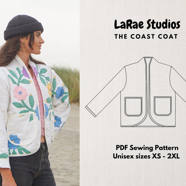 Coast Coat PDF Sewing Pattern | Beginner Friendly | Unisex Sizes XS-3XL | Video Tutorial |  Upcycling | Quilt Coat | Jacket Pattern |