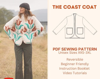 Quilt Coat PDF Sewing Pattern: Upcycled Jacket, Unisex XS-3XL (Instant Download)