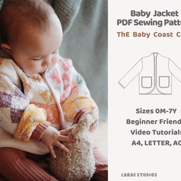 Baby Quilt Coat PDF Sewing Pattern | Beginner Friendly | Size Newborn - 7 year | Video Tutorials |  quilted blankets | Baby Coast Coat |easy