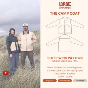 Unisex Chore Coat Sewing Pattern – Camp Coat (PDF Pattern, 2XS-4XL)