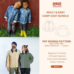 Camp Coat Sewing Pattern | Unisex Chore Coat, Adult & Kids (PDF Pattern)