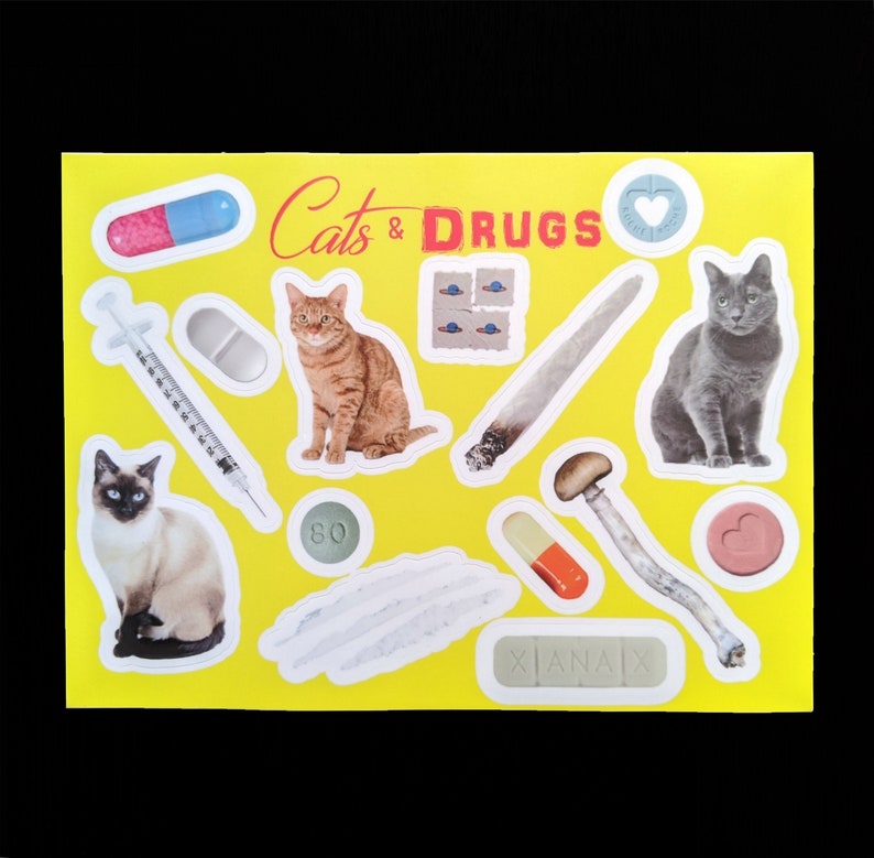 Cats & Drugs sticker sheet Etsy
