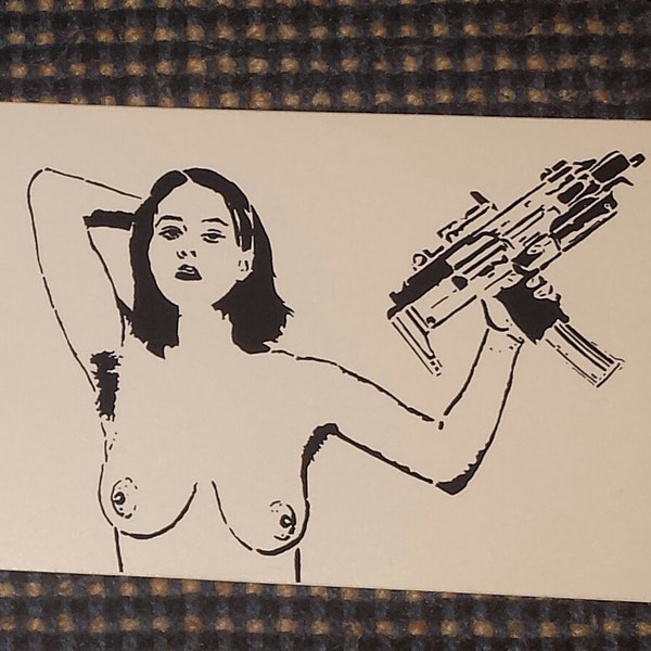Girl with gun sticker (mature content)