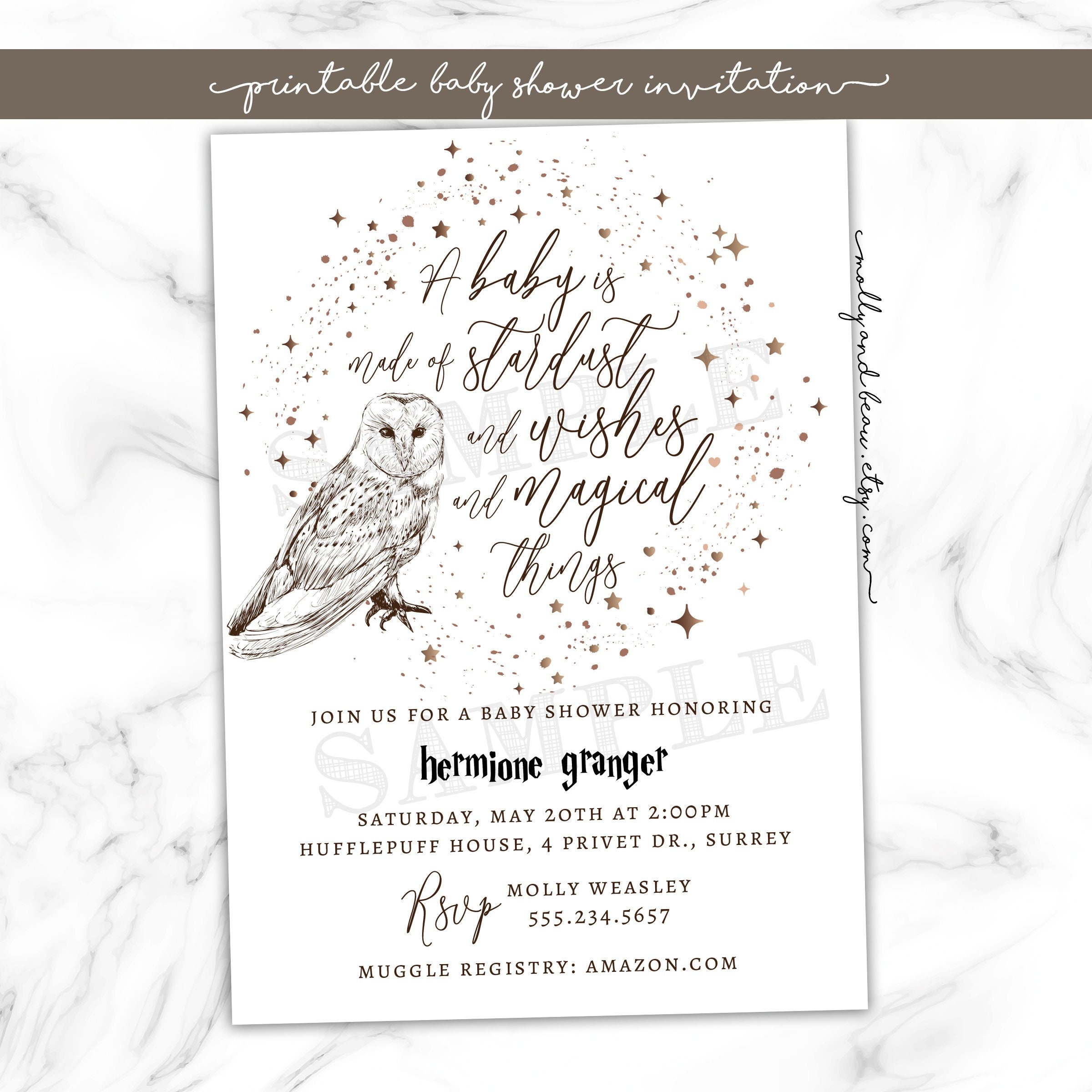 Harry P Inspired Baby Shower Invitation and Book Card, H Potter Theme…