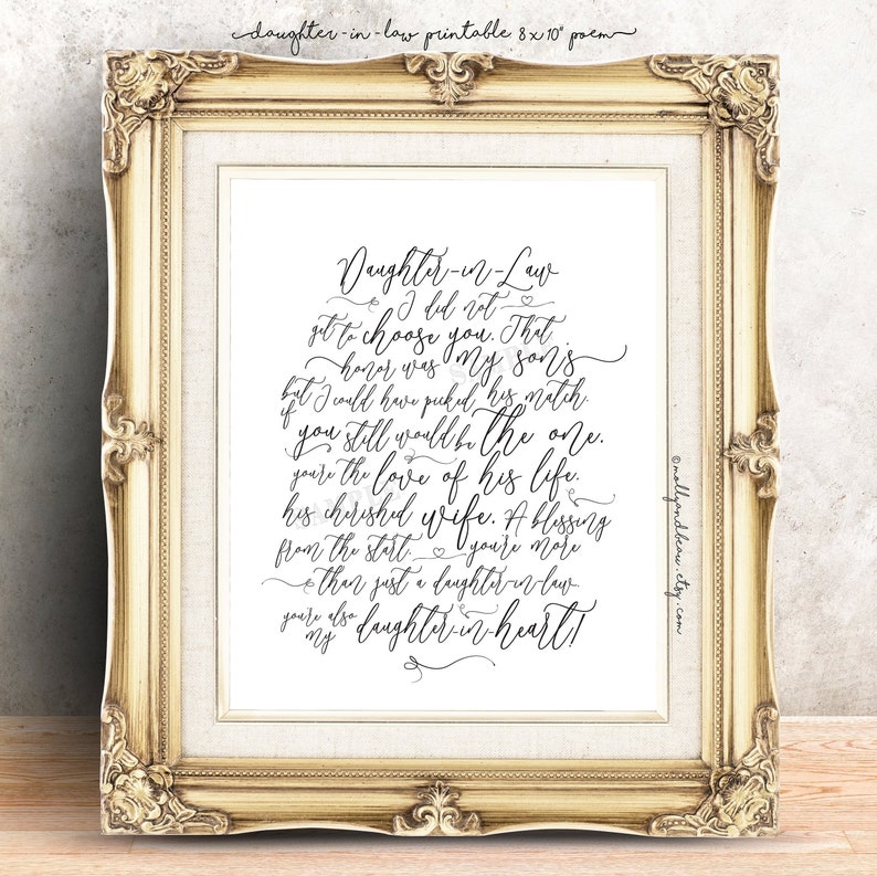 Daughter-In-Law Printable Poem 8x10 Daughter in law | Etsy