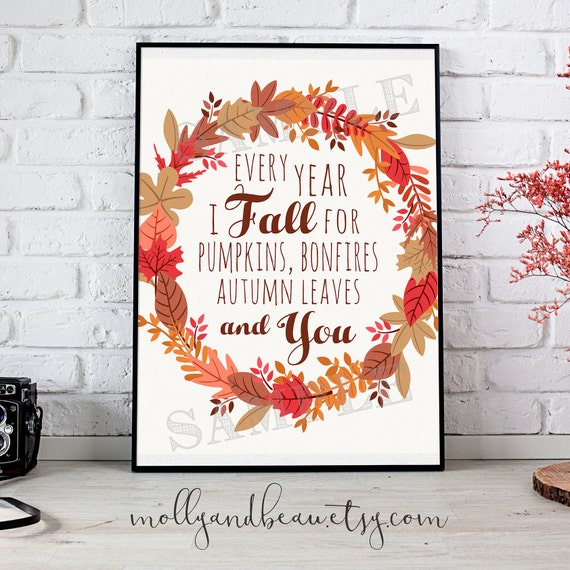 Fall Printable Cute Autumn Quote Autumn Leaves Printable  Etsy