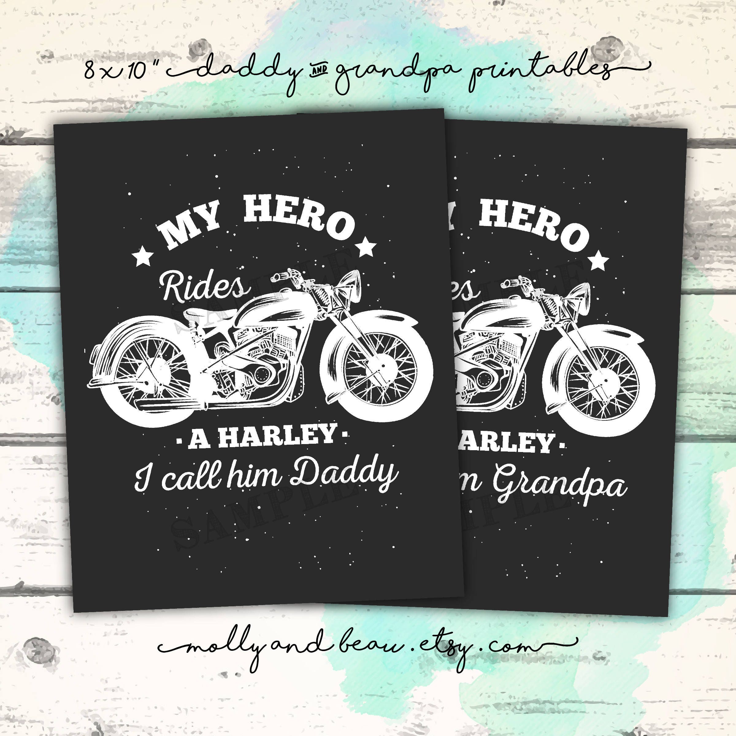 Daddy Rides a Harley Grandpa Rides a Harley Cute Printable | Etsy